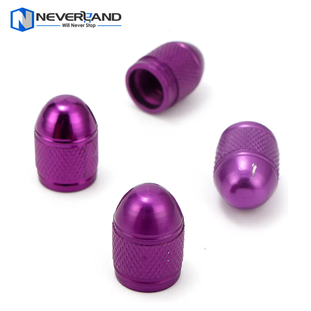 4Pc/Lot Universal Car Tyre US Valve Purple Bullet Valve Caps Bicycle