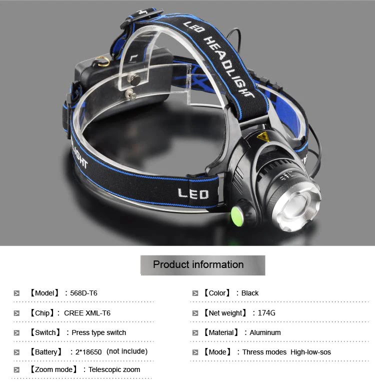 8000LM XML L2T6/светодиодный налобный фонарь Zoomable Фара 3 режима водостойкий Налобный фонарик лампа use18650 перезаряжаемый аккумулятор