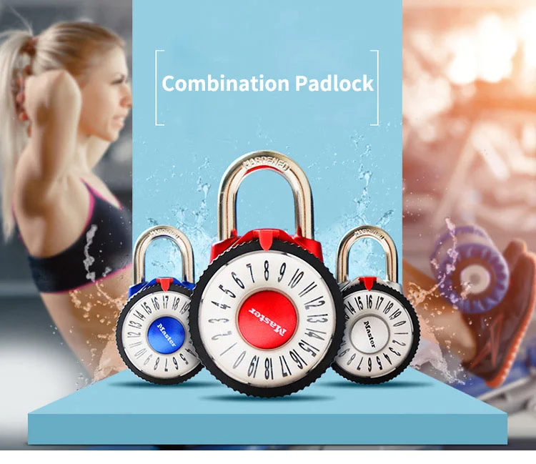 Master Lock Wide Combination Dial Padlock with Aluminum Cover Password Smart for Lock Carousel gym locker lock New style (9)