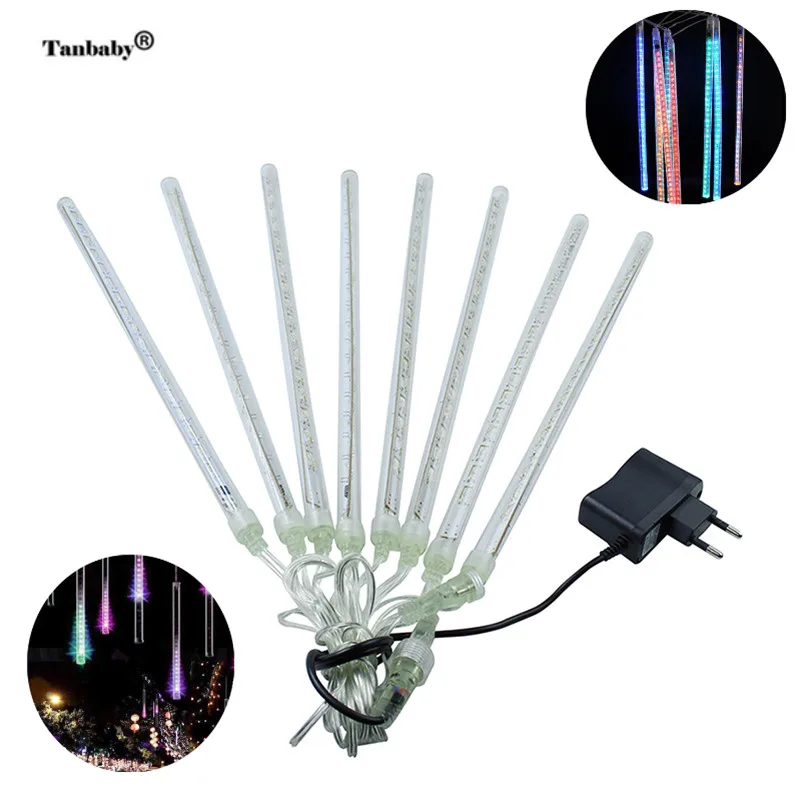 

30cm 8 Tube 144 LEDs Meteor Shower Rain Light Outdoor Waterproof led String light for Wedding Party Christmas Decor tree