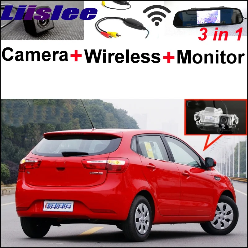 3 in1 Special Camera + Wireless Receiver + Mirror Monitor Basy DIY Back Up Parking System For KIA Rio K2 Pride Sedan Hatchback