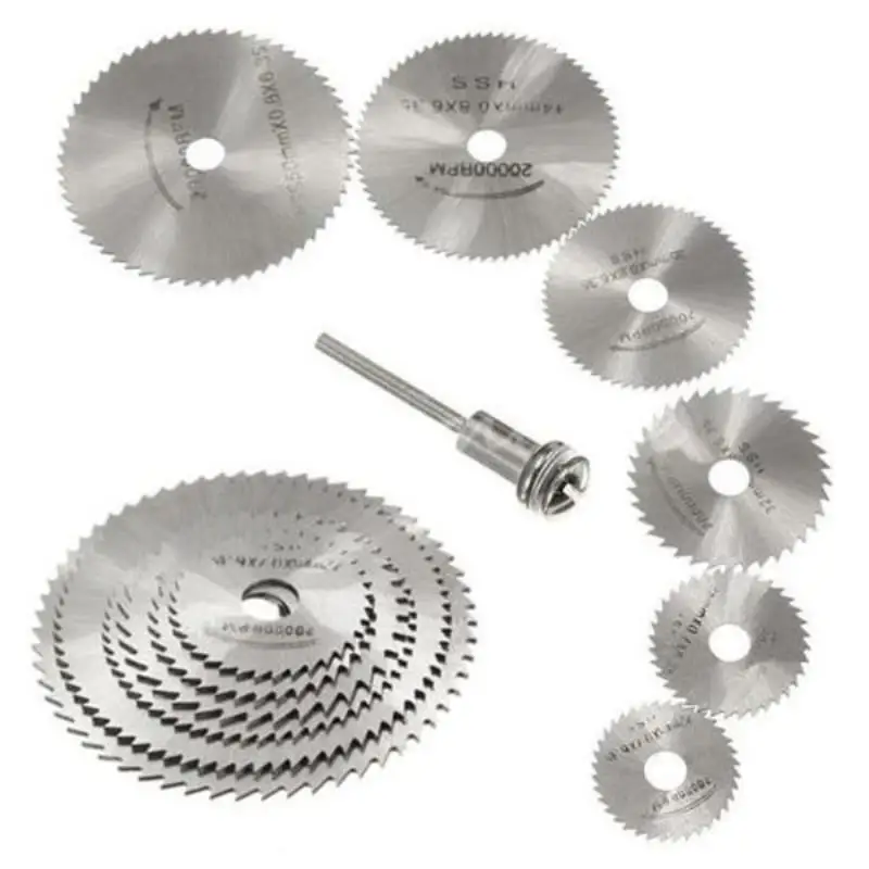 

7in1 HSS Circular Saw Blade with Mandrel Rotary Tool Metal Cutting Disc for Wood Cutting Blade Discs