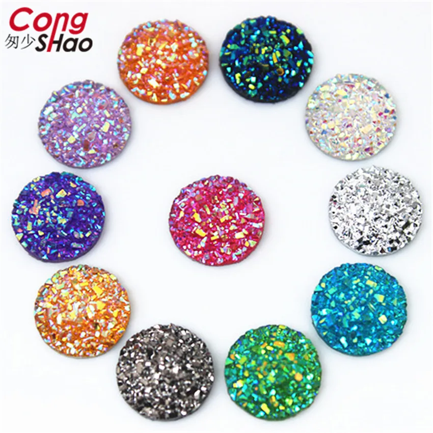 

Crystal AB 12mm 80pcs/bag Flatback Resin Dotted Round Rhinestone Cabochon Gems,Flat back stone AB Rhinestone For Decoration WC24