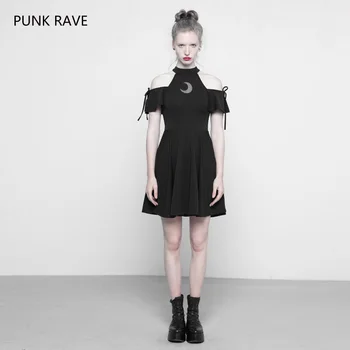 

PUNK RAVE Women Fashion Sexy Club Dresses Gothic Loliya Vintage Dress A-Line Off Shoulder School Women Strapless Dresses