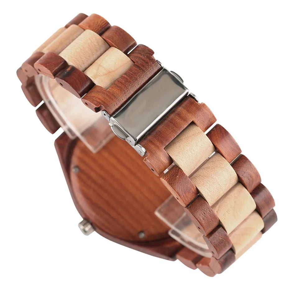  Simple Novel Trendy Red Black Sandalwood Bangle Men Analog Quartz WristWatch Hollow Handmade Nature Wood Bamboo Relogio Gift Bag (19)