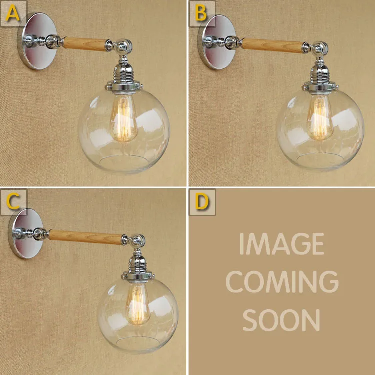 Lámpara De Pared Pantalla De Vidrio, Estilo Industrial Vintage Bombilla