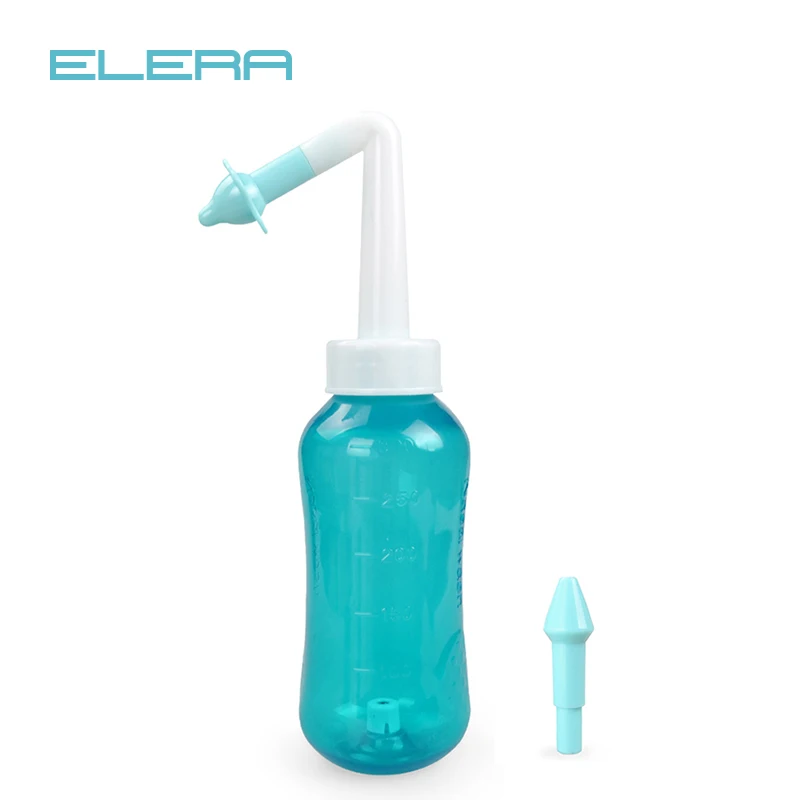 ELERA 300ml Double Nozzles Nasal Irrigator Wash Nasal Irrigation Pot Cleaner Bottle Adult and Children Nose Care Green Color 500ml adults children sinusitis nasal cleaner irrigator yoga wash pot saline