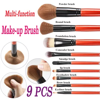 

9PC Wine Red Brushes Set for Make Up Professional Eye Shadow Foundation Eyebrow Lip Makeup Brush Suit Make Up Tools Beauty 5.21