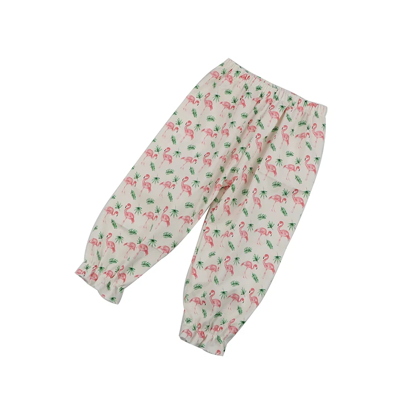 Штаны для малышей длинные штаны с рисунком фламинго, хлопковая одежда для новорожденных и мальчиков и девочек, свободная удобная одежда, костюм