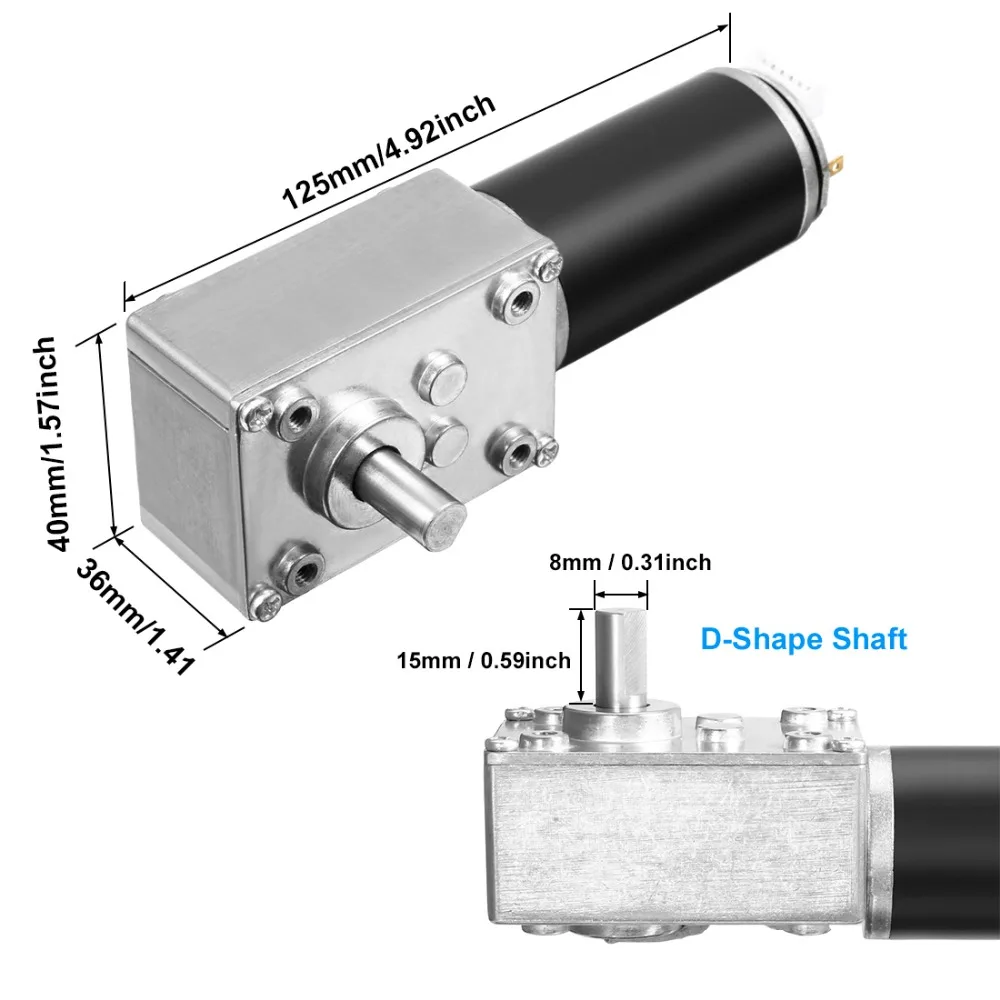 UXCELL 24 V DC 74 RPM 25Kg. cm autoblocante gusano Motor con Encoder y Cable Tono de plata negro de alta calidad UXCELL 24 V DC 74 RPM 25Kg. cm autoblocante gusano Motor con Encoder y Cable Tono de plata negro de alta calidad