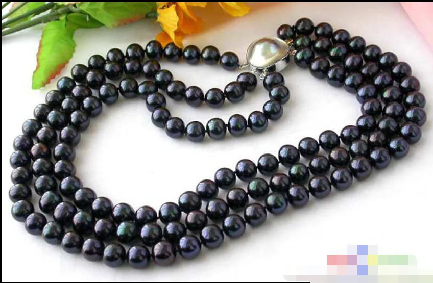 

~~ BJC 00180 BLACK ROUND FW PEARL NECKLACE SILVER Discount 35%