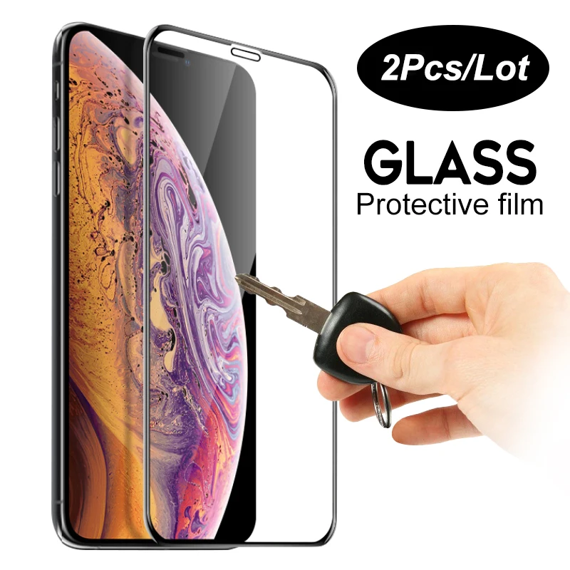2 шт./лот полное покрытие закаленное стекло для IPhone XS MAX XR X 2.5D Защитная пленка