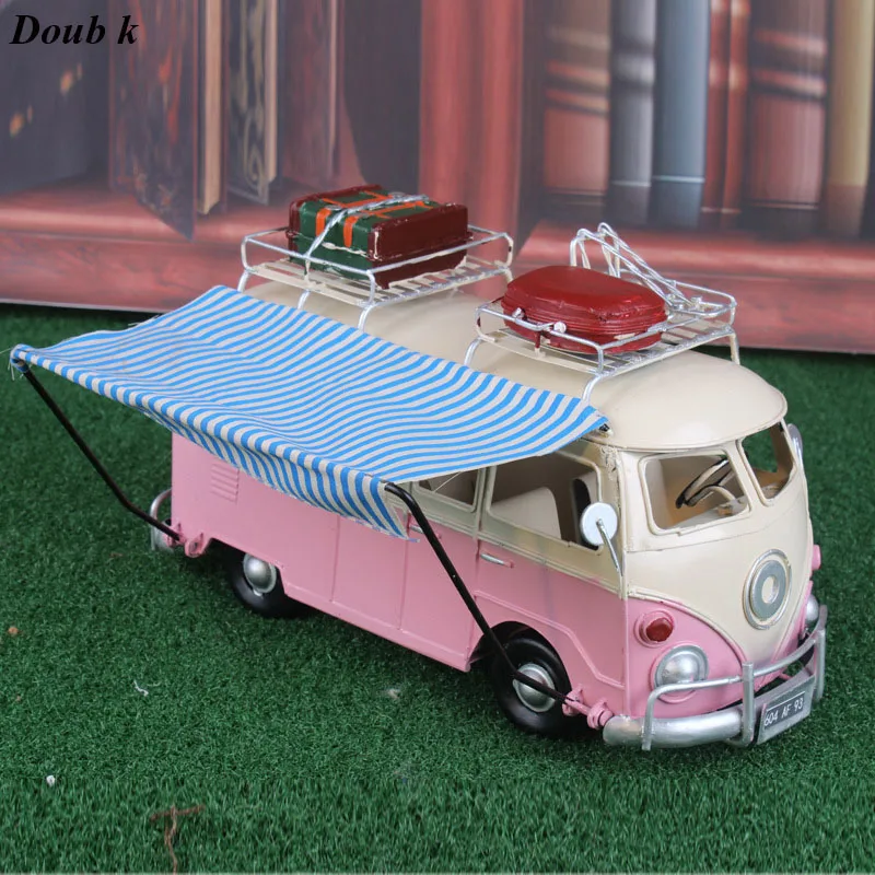 Doub K modèle de voiture de haute qualité jouets rétro fer nostalgie voiture camping bus ornements maison café boutique décorations de mariage cadeaux