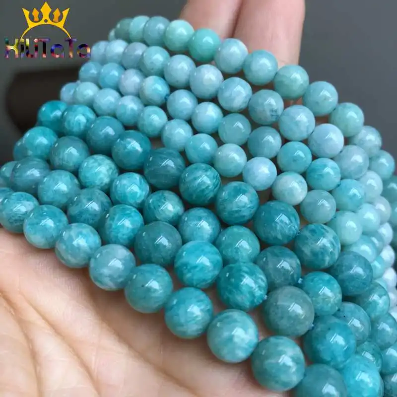 Natural Round Genuine Amazonite Beads Loose Stone Beads For Jewelry Making DIY Bracelet Necklace Accessories 15inches 6/8/10mm