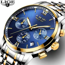 LIGE Mens Watches Luxury Business Fashion Top Brand Watch Sports Steel Waterproof Luminous Quartz Mens Clock Relogio Masculino