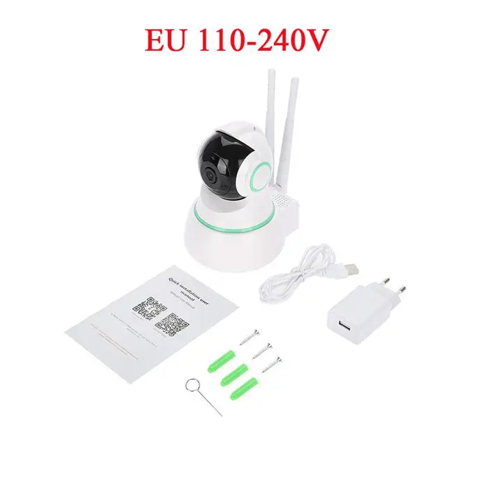 Радионяня двухсторонняя аудио IR камера наблюдения ночного видения 1080P Wifi Pet обеспечивает более широкий угол обзора с горизонтальной 355 градусов - Цвет: EU 110-240V