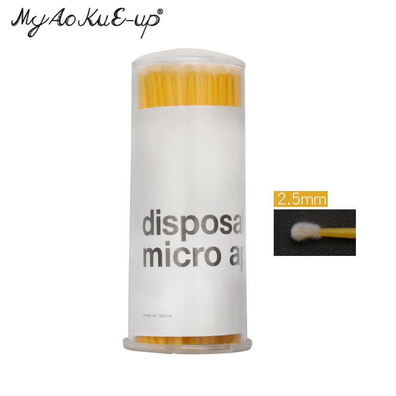 Yellow Large 100 шт./баррель Макияж Щетка для ресниц Microbrush мини кисти расширение одноразовые карандаше-аппликаторе Аппликаторы тушь для ресниц кисти - Handle Color: Yellow Large
