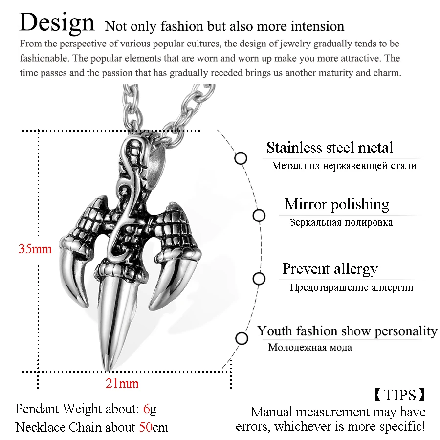 Punk Vintage Dragonflies Pattern Pendant Necklace size