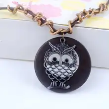 Antique Vintage Long Rope Chain Necklace Wooden Alloy Owl Pendants Neckless Cord Men Jewelry Accessories Free Shipping