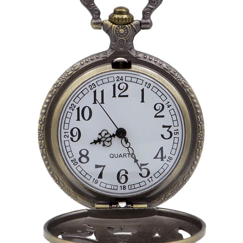 Креативные полые тигровые бронзовые кварцевые карманные часы ожерелье мужские брелоки часы с цепочкой CF1077