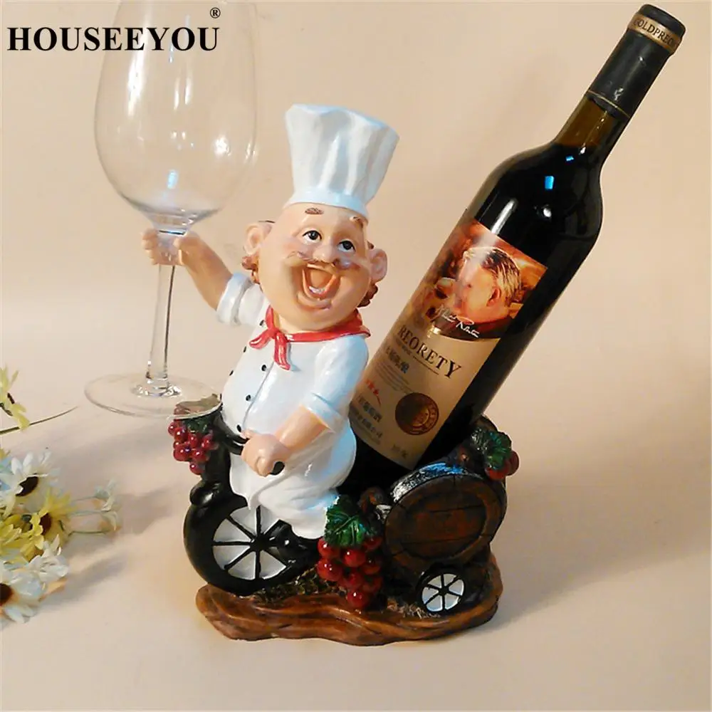 Creative 2 In 1 Chef Resin Figure Wine Rack Bottle Stand And Glass Holder Bar Home Decorative Storage Organizer Crafts | Дом и сад