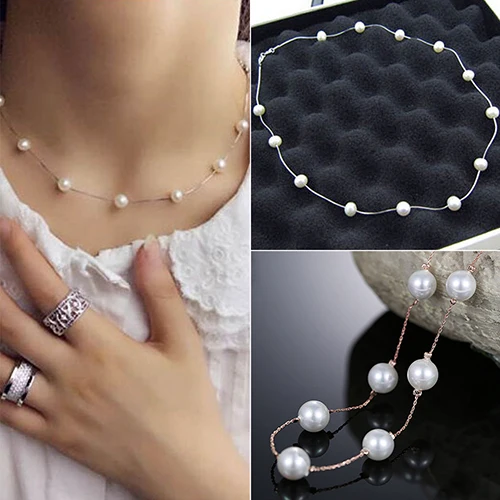 

2016 Fashion Charm Jewelry Pendant Chain Faux Pearl Choker Short Necklace AR8T