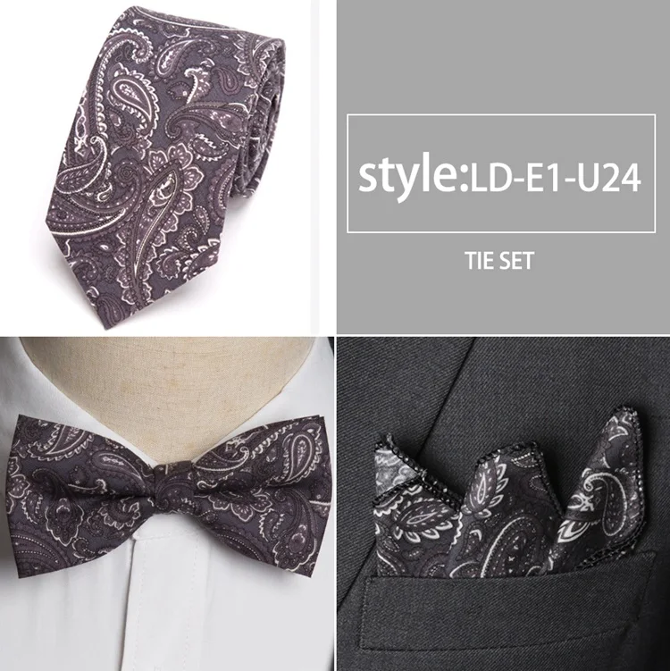 Для мужчин с галстуком комплект модный принт цветок Узкие галстуки для мужчин Англия Хлопок Аксессуары для галстуков вечерние подарок мужчине свадебное платье шеи галстук - Цвет: LD-E1-U24