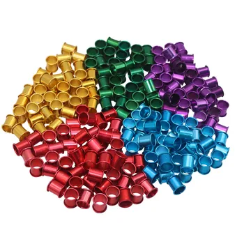 100 Pcs Pigeon Bird Foot Ring Farm Animal Carriers Inner diameter 8mm Length 10mm Bright colors Aluminum Poultry Foot tag ring 1