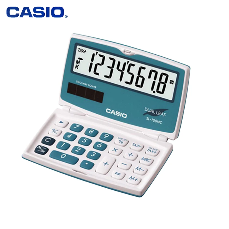 CASIO Casio SL-100NC Mini Folding Calculator Portable Business 8-bit Display Multi-color Dual Power Supply