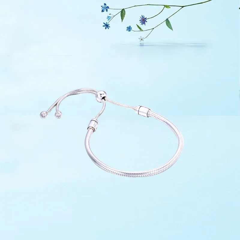 925 Sterling Silver Pandora Bracelet Classic Tennis Sparkling Strand Adjust Bracelet Bangle Fit Women Bead Charm Diy Jewelry Fashion Jewelry