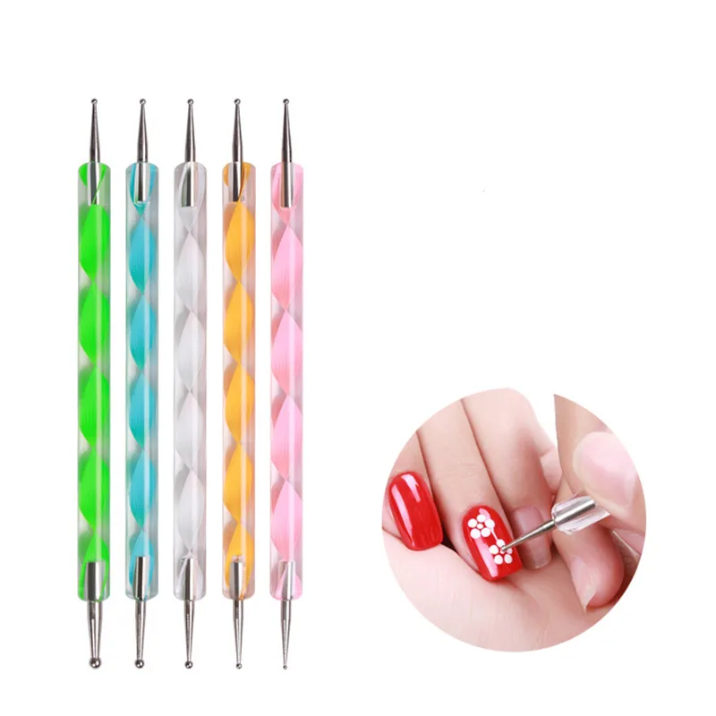 5pcsset Dual-ended Acrylic handle Metal nib Picking Dotting pen