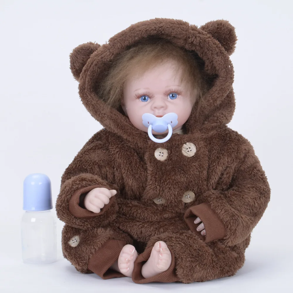 

55cm Cute Realistic Silicone Reborn Baby Doll Newborn Girl Doll with Soft Cloth Body Toy for Birthday New Year Xmas Gift