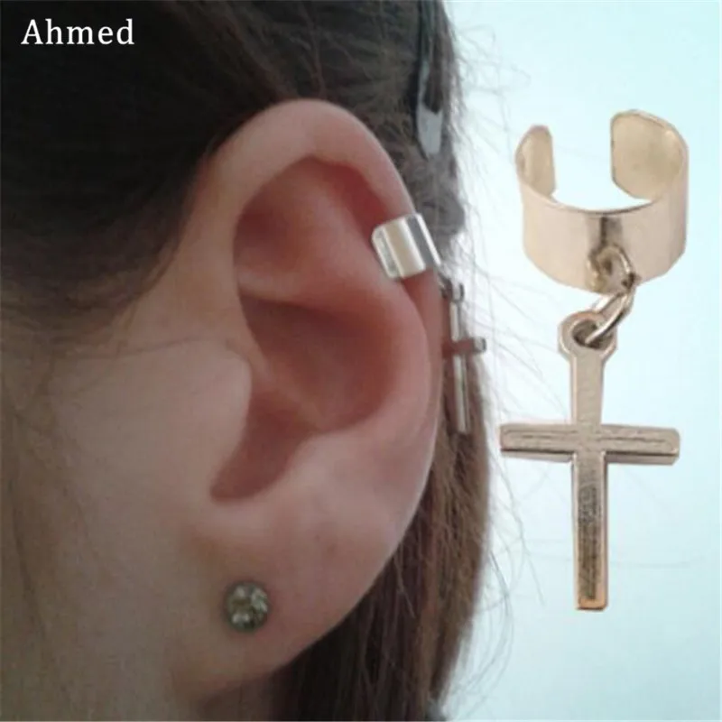 Серьги гвоздики женские с крестом золотого и серебряного цвета|fashion stud earrings|stud