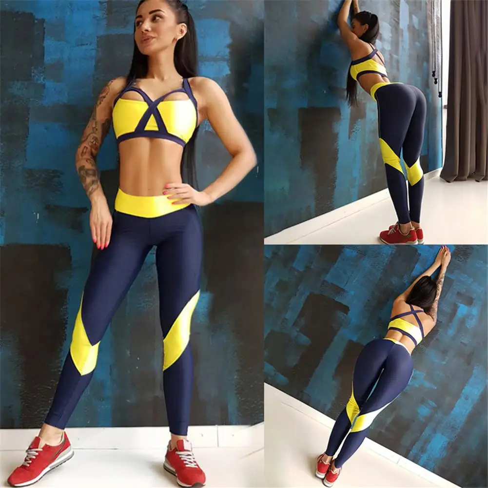 Women Tracksuit Sport Suit Yoga Set Fitness Gym Woman Sportswear Workout Kit Sports Bra Leggings Female Clothing Yellow