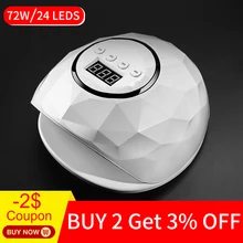 72 Вт УФ светодио дный лампа для ногтей сушилки с инфракрасным зондирования 24 шт. витые бусины ЖК-дисплей Дисплей Сушилка для ногтей лампы Маникюр инструмент для всех гель для ногтей