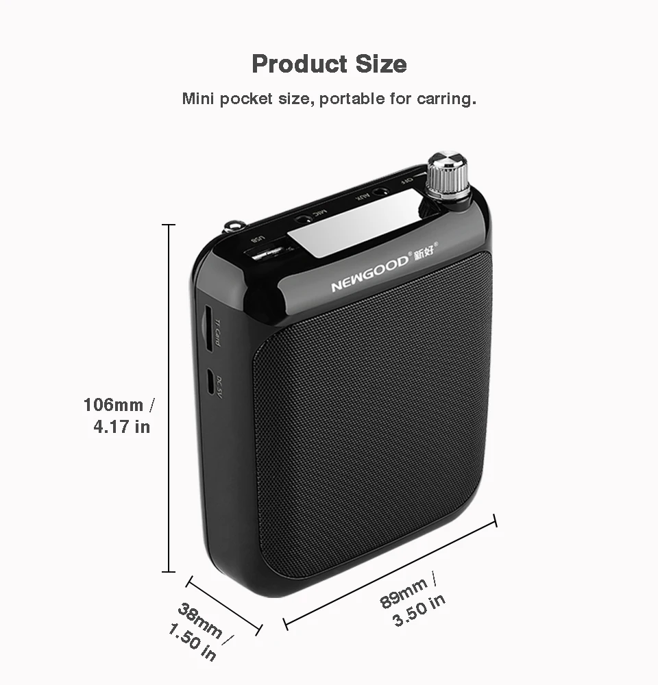 NEWGOOD Speaker Voice Amplifier Portable Megaphone Voice Amplifier Booster Megaphone With Bluetooth 4.1 For Teachers (9)