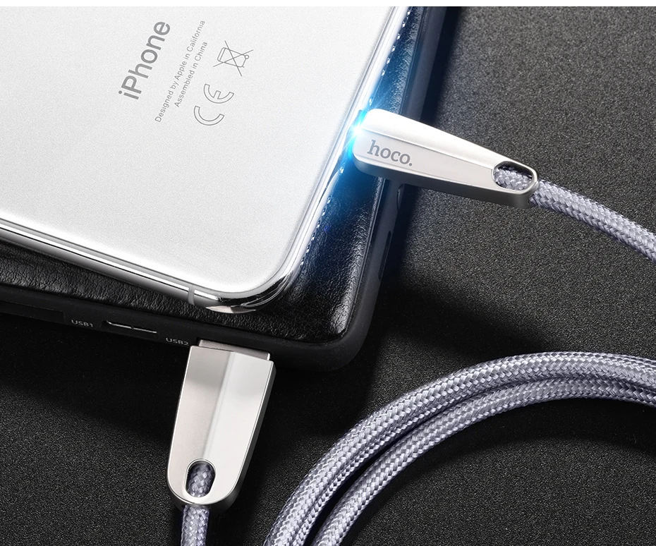 HOCO usb кабель для iphone X 11 Pro Max 8 7 6 ipad mini smart power off светодиодный кабель для быстрой зарядки зарядное устройство для телефона адаптер для передачи данных