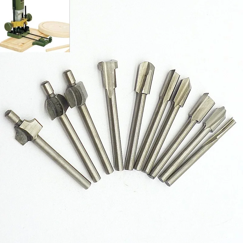 Nuovo 10 Pz 1/8 "3Mm Shank Mini Hss Frese Lavorazione Del Legno Coltello Bordo Di Riparazione Carpenter Drill Bit Dremel Adatto Foredom Rotary Tool
