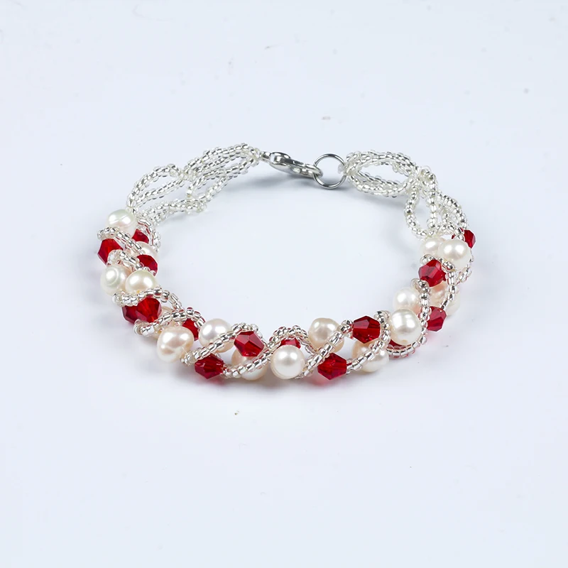 

JJIUDUO Edison shaped baroque pearl bracelet wrinkled skin strong light mixed color large grain 7mm European style female