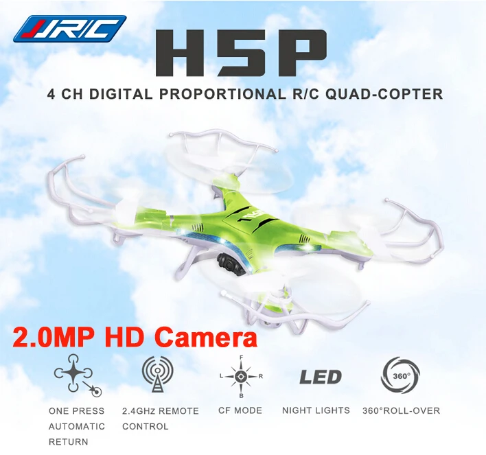 JJRC H5P 4CH 6 Axis Gyro 2 4GHz RC Quadcopter Drones w 2MP Camera One Key