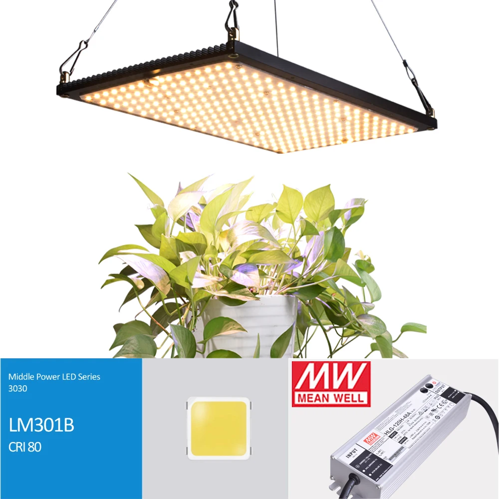 

Meanwell Driver 120W/240W Samsung Quantum Board Full Spectrum led grow light panel with LM301B 288Pcs 3000K and 660nm red