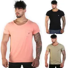 Тренажерный зал Для мужчин мышцы Fiteness Спортивная футболка дышащая быстросохнущая бег Футболка Открытый тренажерный зал обучение бег спортивной ткани