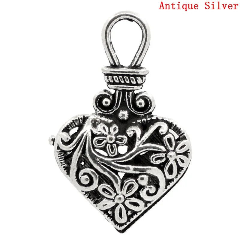 

Zinc metal alloy Charm Pendants Heart Antique Silver Flower Hollow Pattern Color Plated 3.1cm x 19mm ,1 Pc new