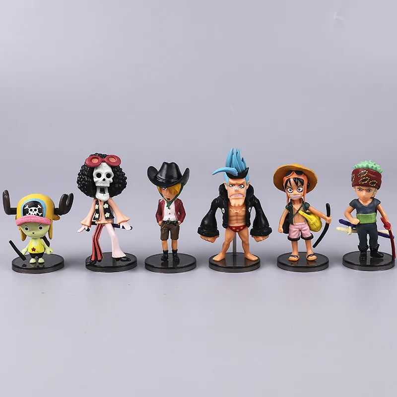 

6 Pcs/setONE PIECE Monkey D. Luffy Zoro Sanji Franky Brook Chopper PVC Cartoon Action Figure Collectible Model Toy OPP D186