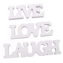 Набор из 3 белых деревянных вывесок смех Живая Любовь, деревянные украшения для свадебной вечеринки, украшение на День святого Валентина, украшение для дома, офиса, магазина