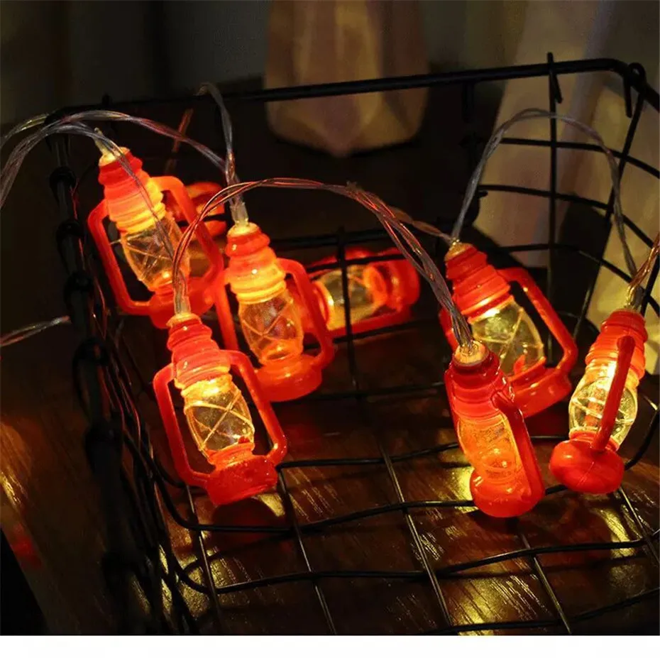 Retro Lantern Led String Lights 1M Battery Operated Kid Nursery Holiday 
