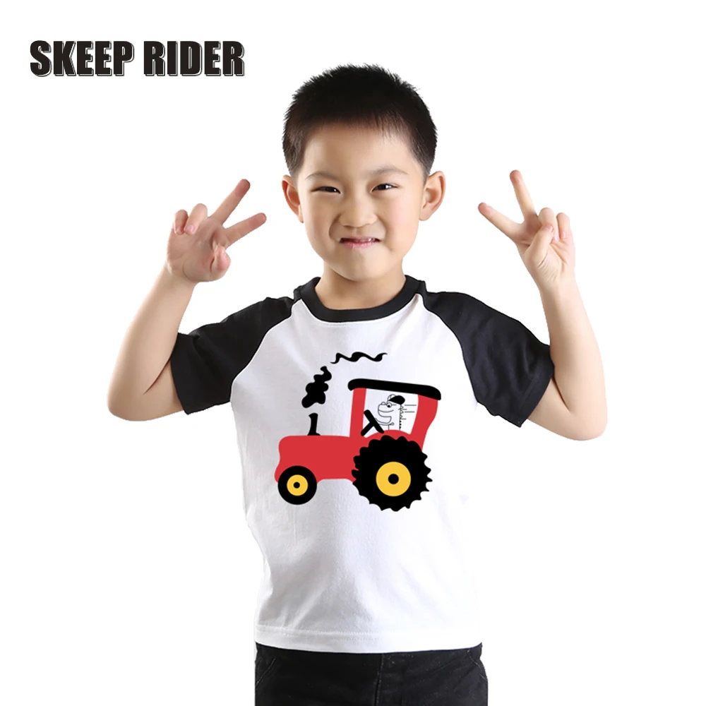 

Cotton Animal Tractor Print Children Clothing Boys T Shirts Fashion Short Sleeve O-neck Toddler Kids Tshirt Clothing