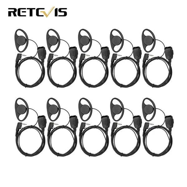 10 шт. Retevis re-3224 D-типа крючком динамик для Retevis H777 rt21 rt22 rt24 RT5 RT3 rt81 двухстороннее Радио Двухканальные рации c9056a