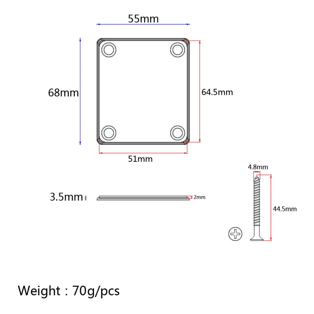 Electric Guitar Steel Neck Plate Stringed Instruments  Guitar Replacement Neck Plate for Tele Telecaster Guitar Neck Joint Board