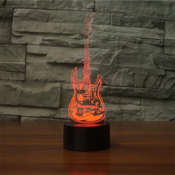 

Cool Electric Guitar 3D Optical Illusion Lamp USB Powered Lights Flash 7colors Night Light LED Desk Lamp Xmas Gift Home Decor